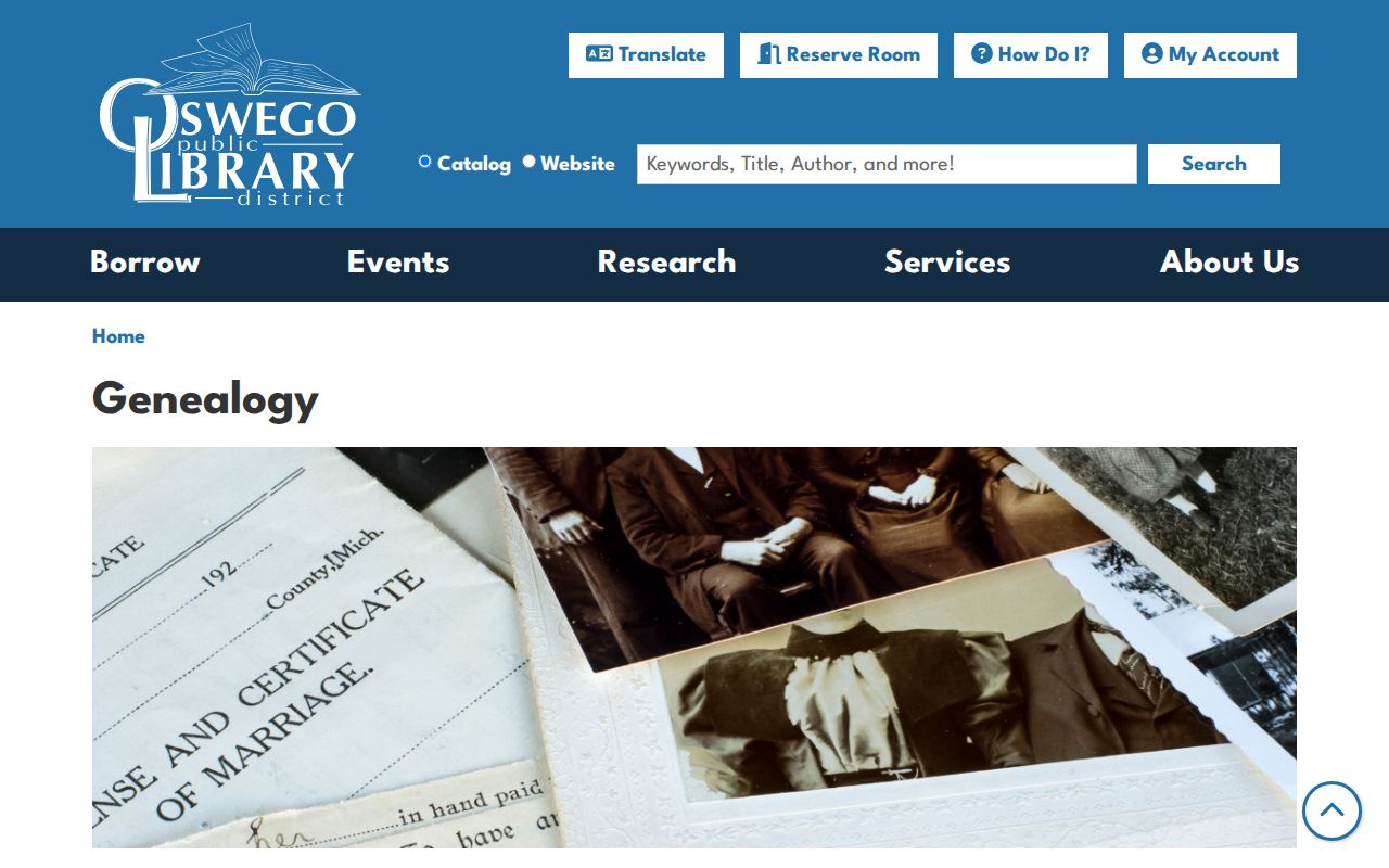 Oswego city directory genealogy page at the library