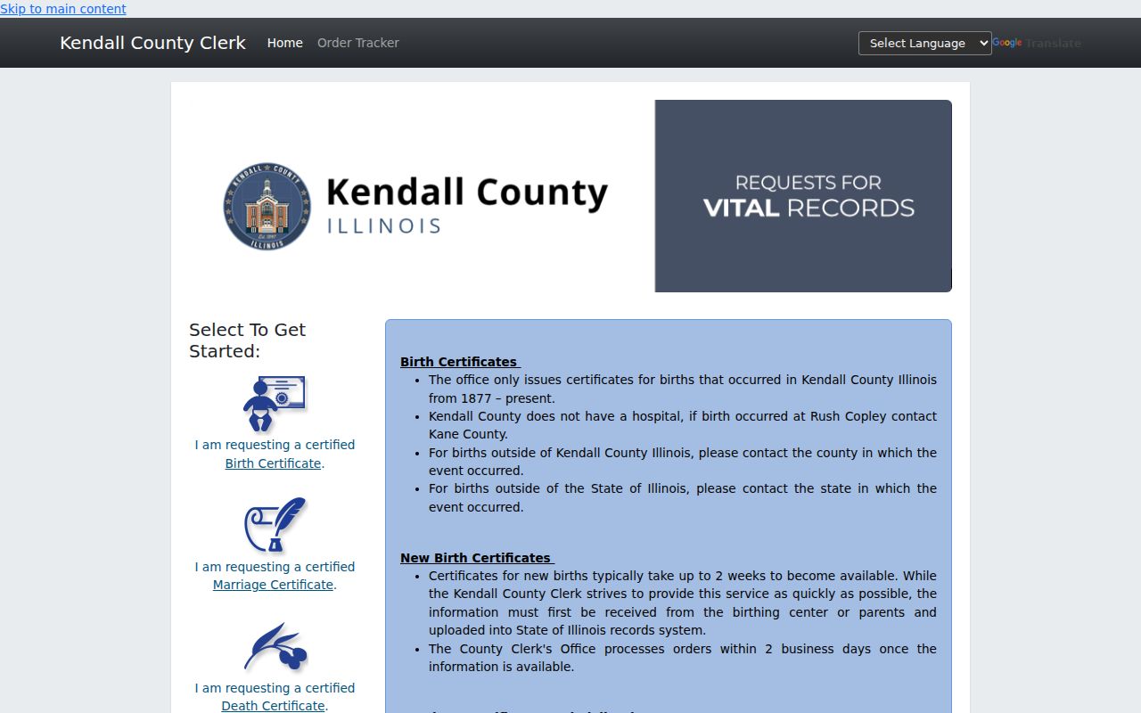 Oswego residents directory Kendall vital record application