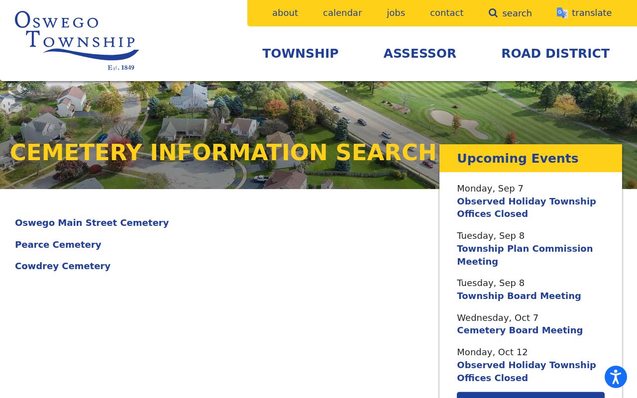 Oswego neighbors township cemetery name search