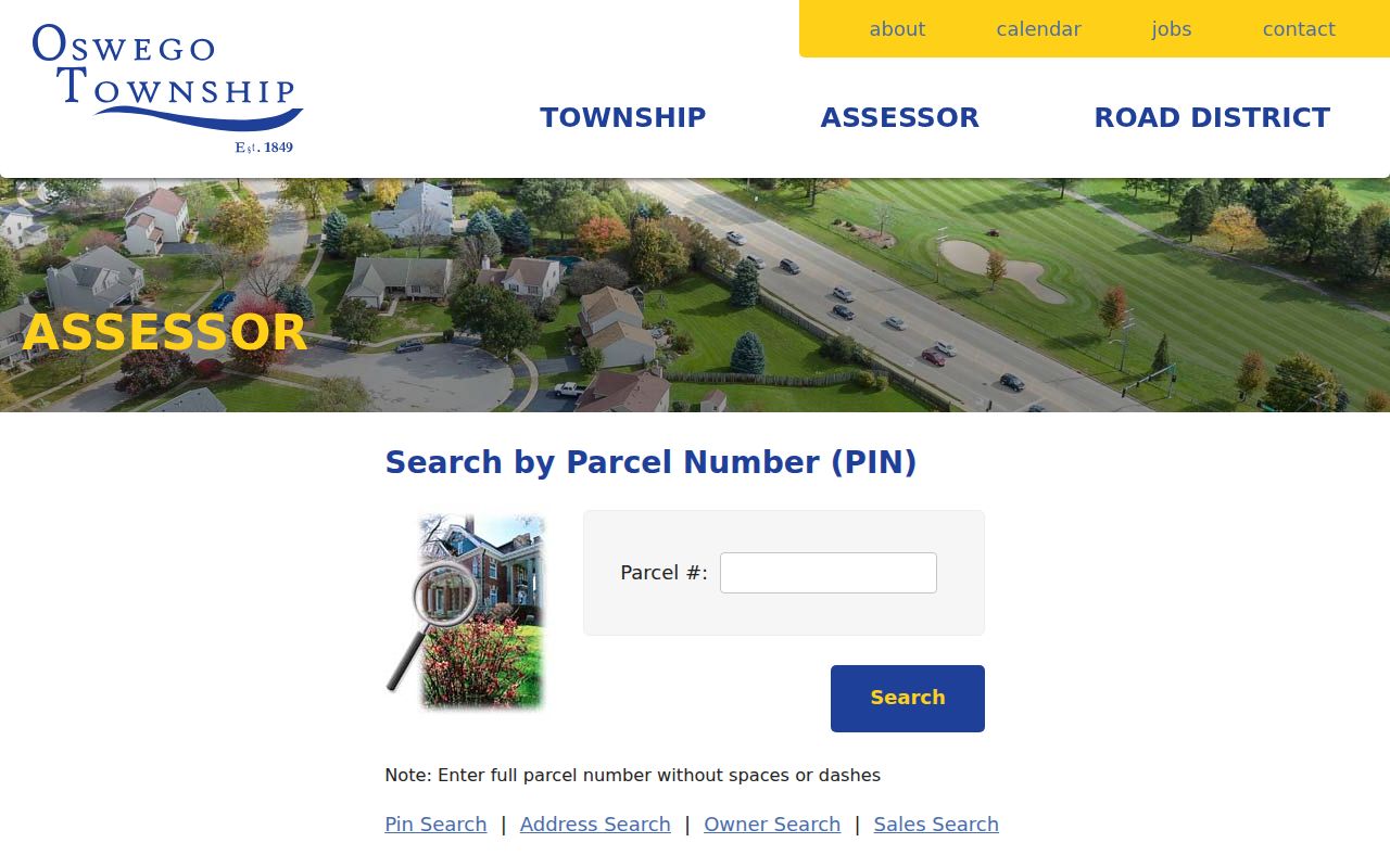 Oswego street directory township assessor PIN search